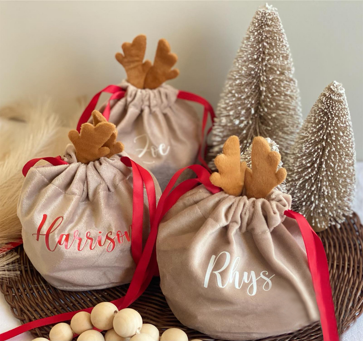 Reindeer Velvet Gift Bags