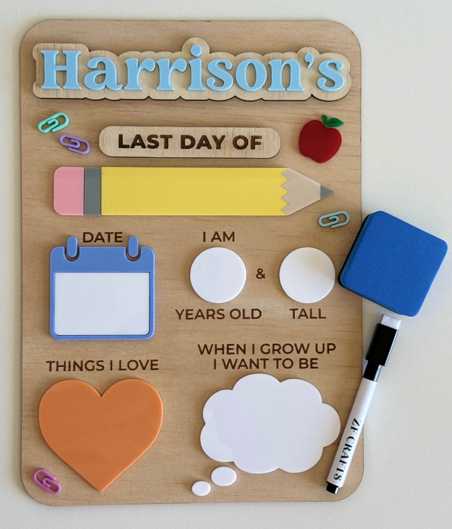 Interchangeable First/Last Day of School Board