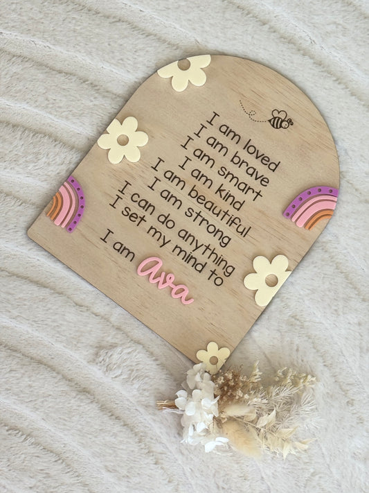 Flower and Rainbow Affirmation Board