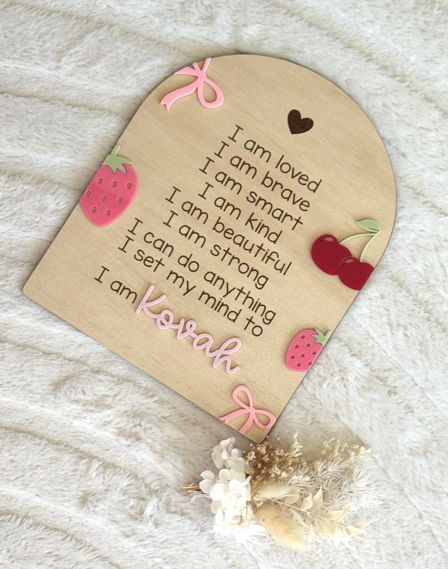 Bows and Berries Affirmation Board