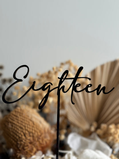 Eighteen - Acrylic Cake Topper