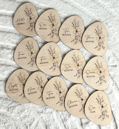 Pebble Milestone Disc Set - Floral