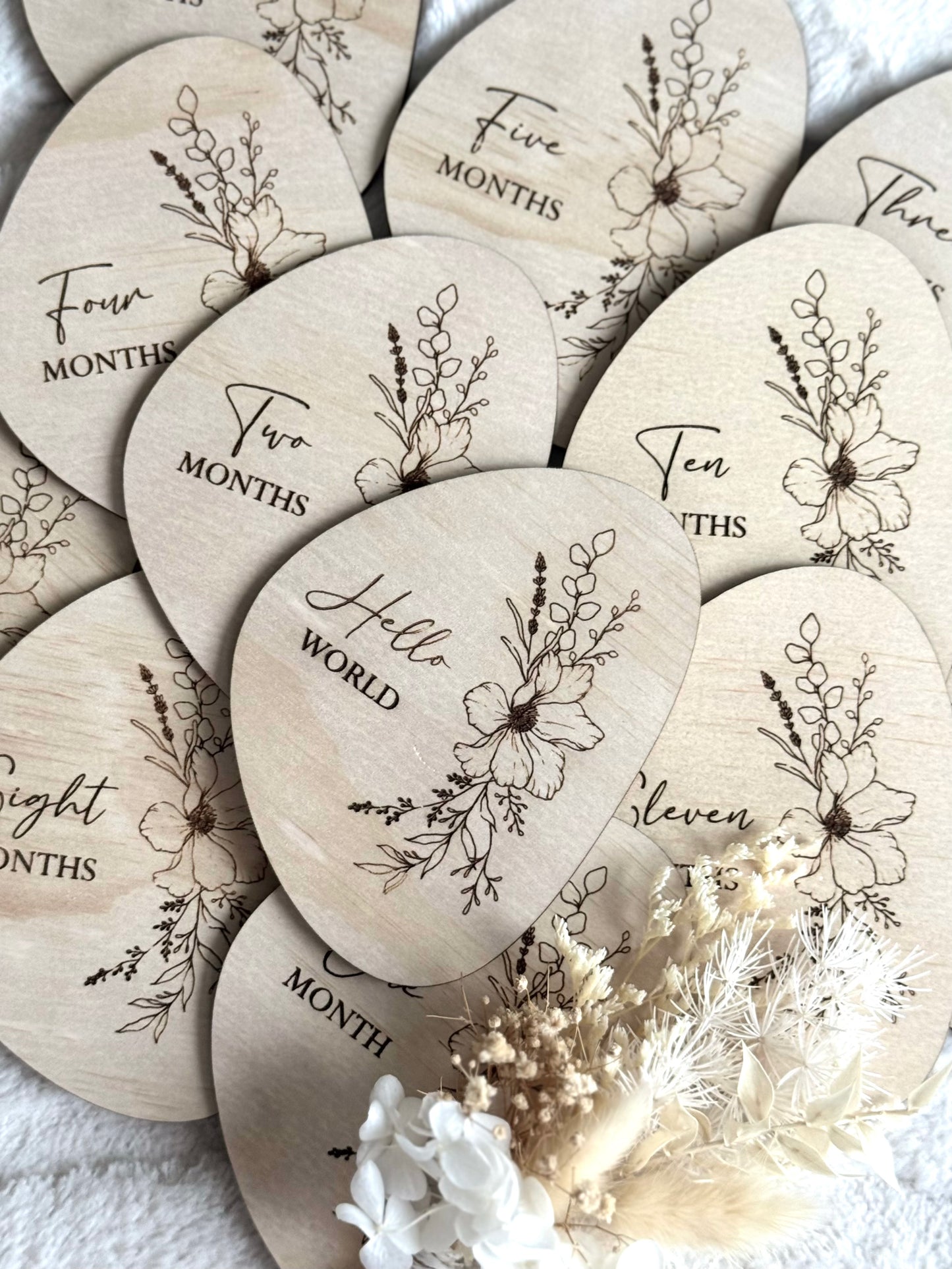 Pebble Milestone Disc Set - Floral