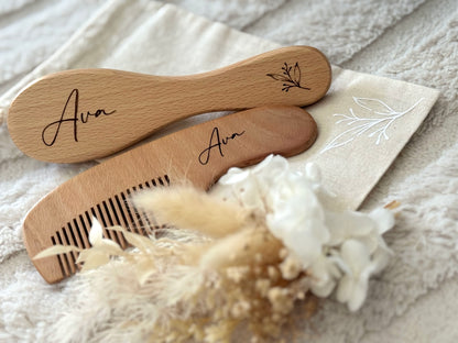 Engraved Brush and Comb Set