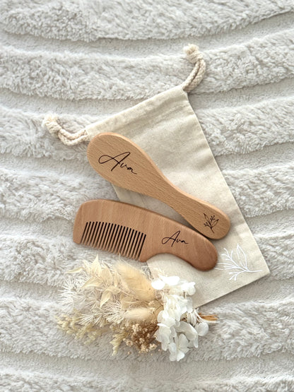 Engraved Brush and Comb Set