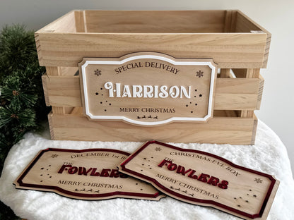 Wooden Christmas Crate With Plaque