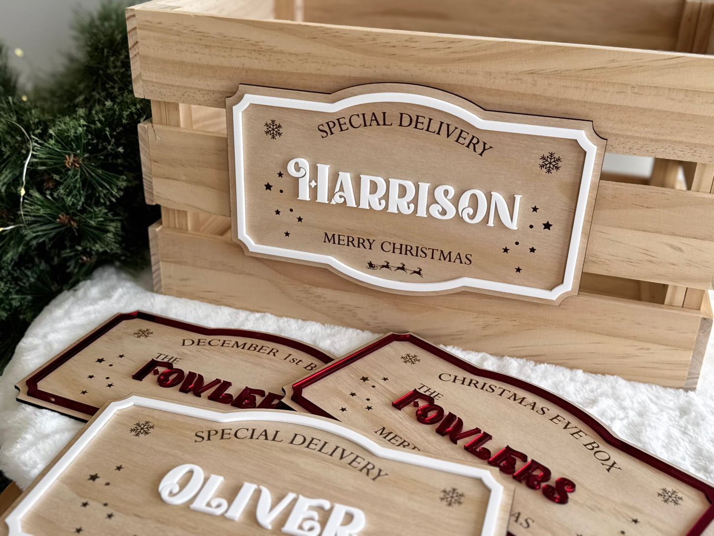 Wooden Christmas Crate Plaque Only