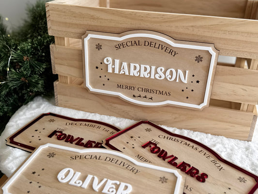 Wooden Christmas Crate Plaque Only