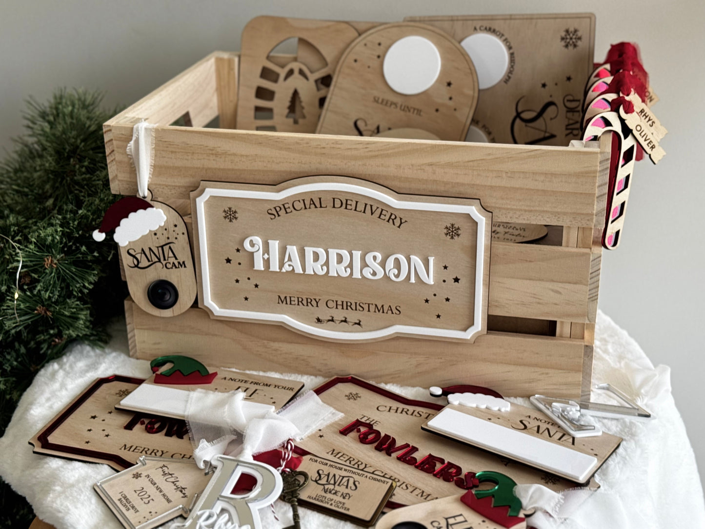 Wooden Christmas Crate With Plaque