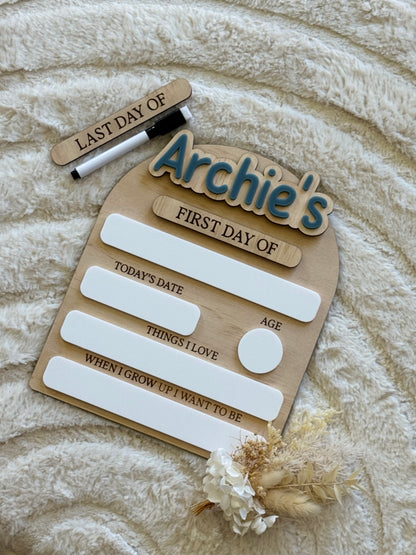 Interchangeable Arch First/Last Day Board